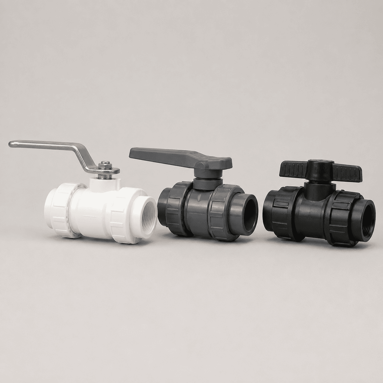 GRAY PVC BALL VALVE METAL HANDLE